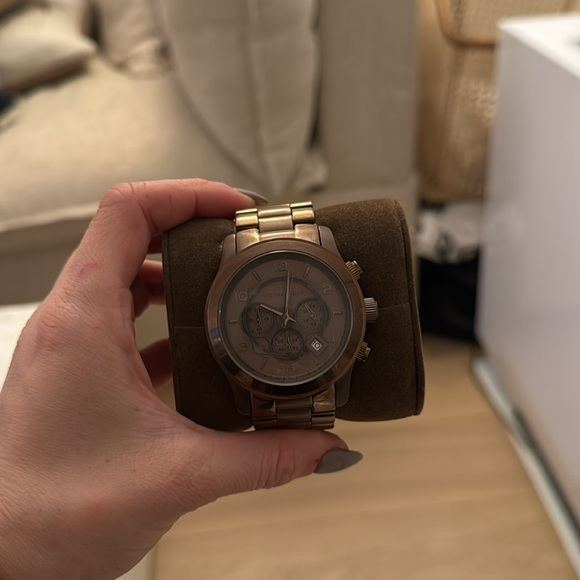 Michael Kors Unisex Runway Chronograph Espresso Stainless Steel Watch 45mm - Picture 3 of 5